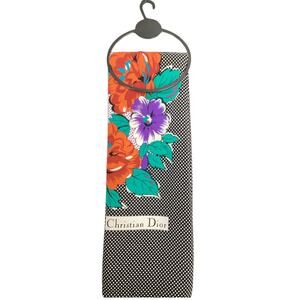 Christian Dior Scarf Women’s One Size Silk Polka Dots And Flowers Multicolor
